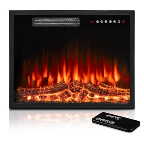 Waleaf Fireplace TV Stand with 18" Electric Fireplace, LED Light Entertainment Center, Modern Wood Texture Entertainment Stand with Storage cabinet for TVs Up to 65" (White)