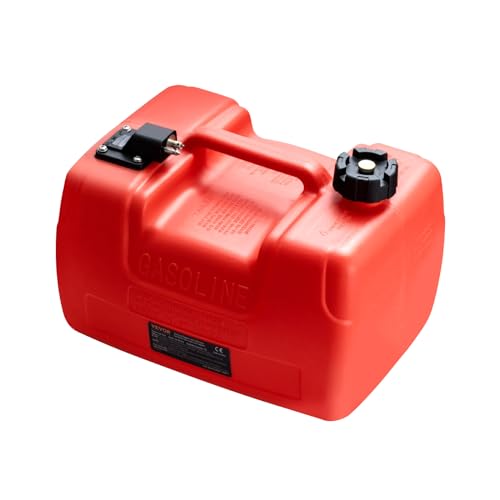 VEVOR Boat Marine Fuel Tank, 12 Gallon/55L, Portable Fuel Gas Tank for Outboard Engine Boats, Plastic Outboard Marine Boat Fuel Tank with Hose, Easy to Carry for Yacht, Fishing Boat, Deck Boat, Red