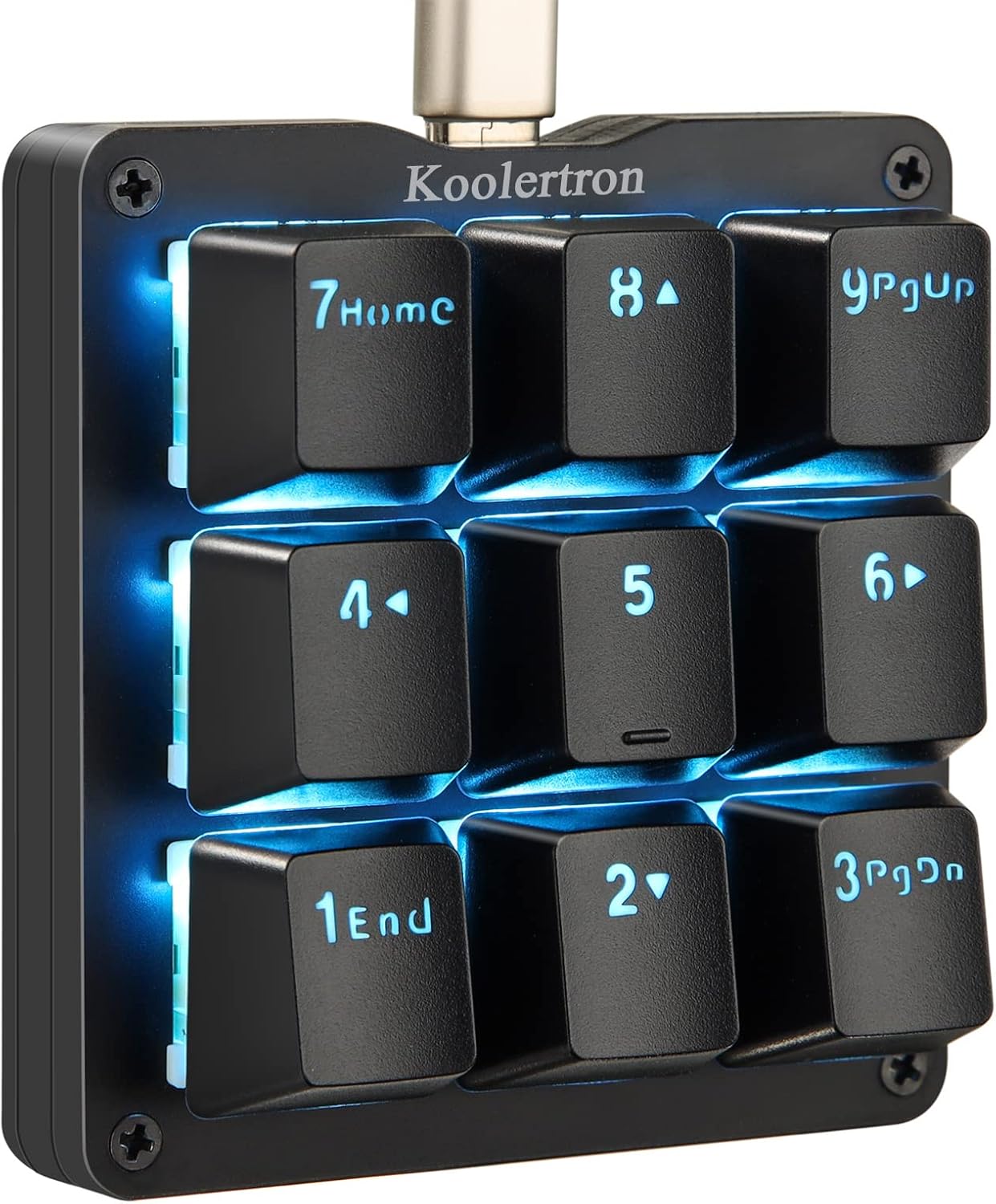 Koolertron One Handed Macro Mechanical Keyboard, RGB LED Backlit Portable Mini One-Handed Mechanical Gaming Keypad OSU! Keyboard 9 Fully Programmable Keys Blue Switches