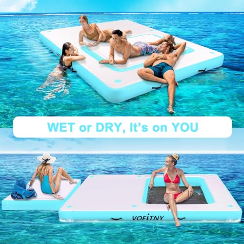 VOFiTNY Inflatable Floating Dock, Swim Platform Floating Dock for Lakes, Lake Floats for Adults, Island Raft Mat for Lake Beach Ocean, Non-Slip Surface