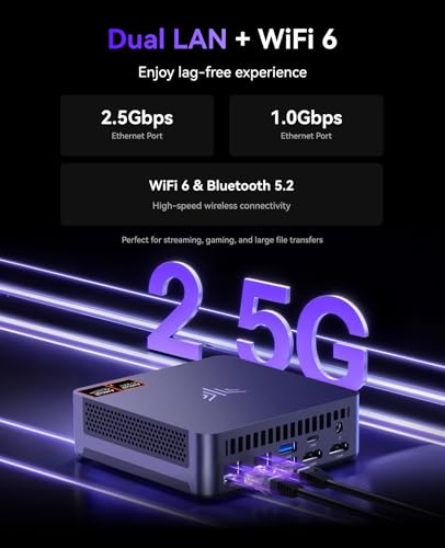 KAMRUI Mini PC with AMD Ryzen 7 5825U, 16GB DDR4 512GB M.2 SSD Mini Computer, Mini Gaming PC with USB Type-C, Desktop Computer Supports Triple 4K Display, WiFi 6, BT 5.2