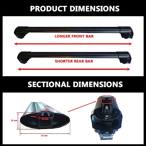 RAA ROKIOTOEX Coyote Roof Rack Crossbars Fit for 2019-2024 Lexu-s UX Flush Side Rails, Lockable Cross Bars for Rooftop Cargo Box Luggage, Ski Board, Bike Carrier – Black KT20