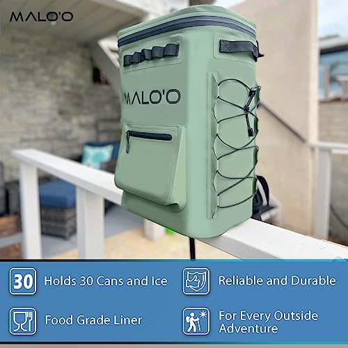 Malo'o Pro Adventure Insulated Backpack Cooler Holds 30 Cans for 48 Hours - Perfect Cooler Backpack Camping, Hiking, Fishing, Kayaking, Sports, or Beach- IceCell Technology Construction