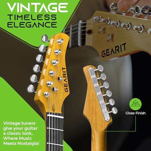 GearIT Professional Electric Guitar (Premium Ash Tonewood), GST-200 SoCal Series, 39in Full-Size, HSS Pickups with Coil Split, Round Frets, Genuine Rosewood Fretboard, Accessories - Metallic Gray