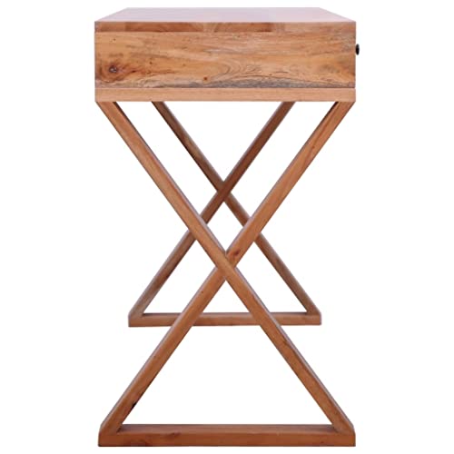 Office Desks Computer Desk Natural 52"x18.5"x30.3" Solid Mahogany Wood,Versatile and Durable Wooden Computer Desk with Ample Storage