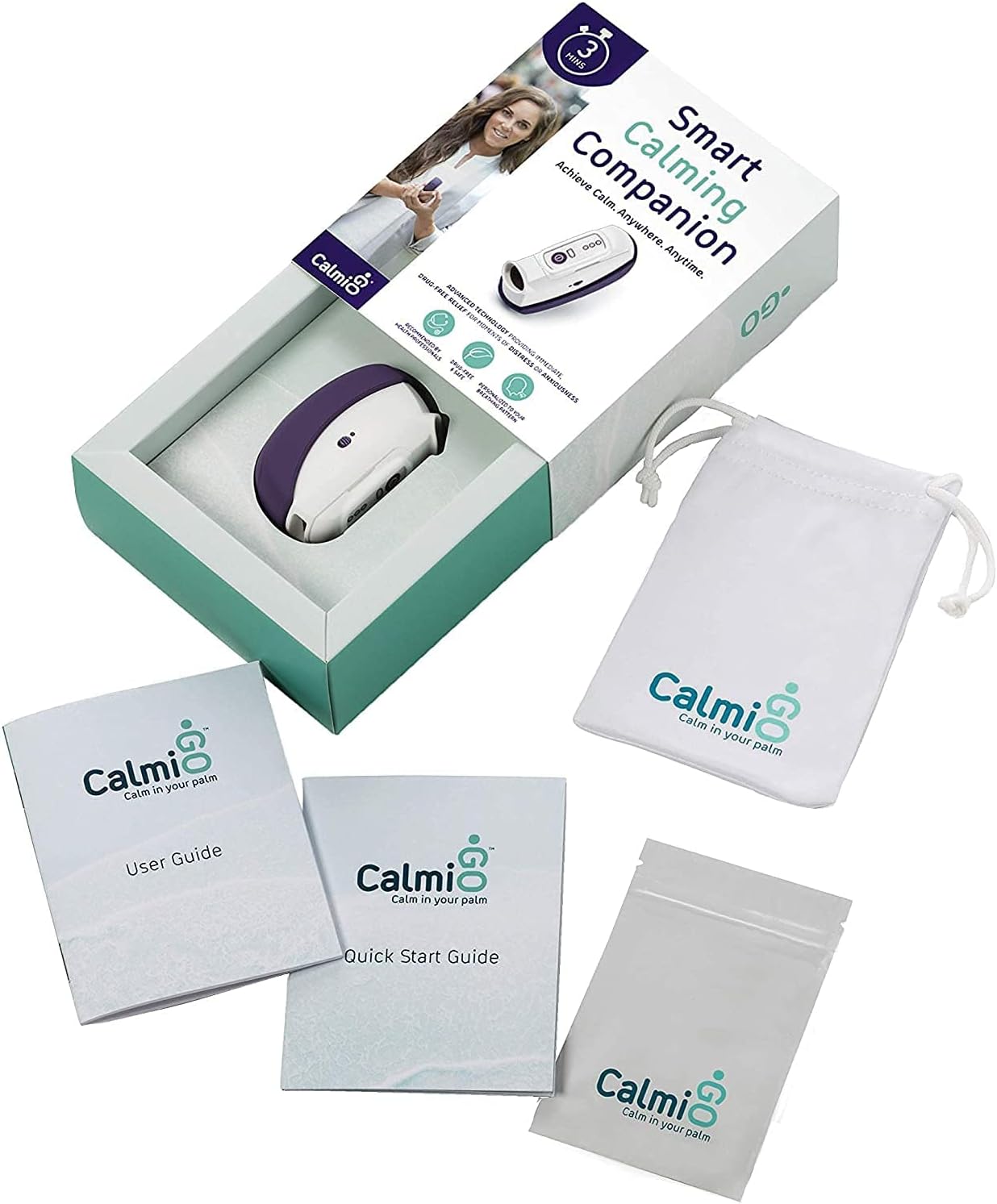 CalmiGo Anxiousness & Stress-Relief Natural Calming Device, Peppermint Scent, Purple