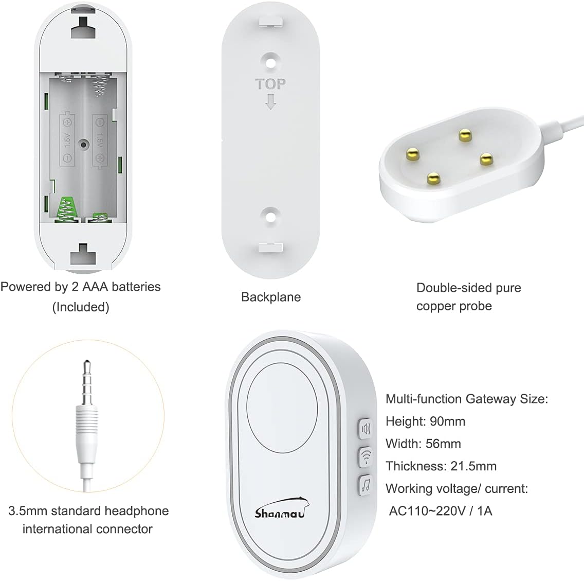 Water Level Detector WiFi, Smart Water Leak Sensor Alarm Kit - High/Low/Leakage Sensor Device, 2 Sensors & 1 Hub, Communication Distance Between Detector and Hub in Open Area is 328 Ft, App Free