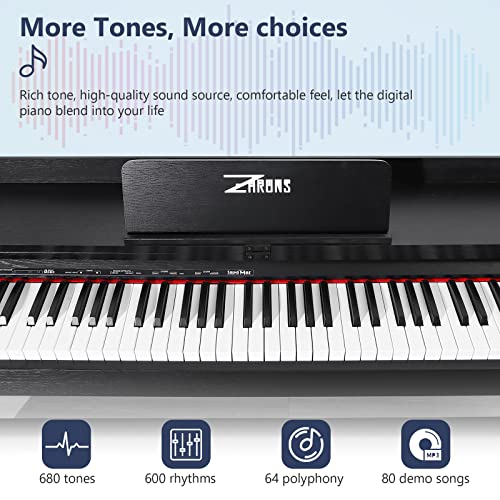 ZHRUNS Digital Piano 88 Key Weighted Keyboard,Full Size Semi Weighted Electronic Keyboard Piano,Electric Piano Keyboard with Sustain Pedal, Portable Piano Keyboard for Beginners Adults,White