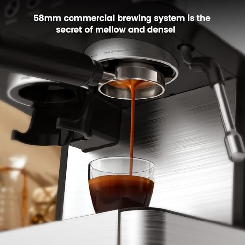 Espresso Machine with Grinder, 20 Bar Expresso Coffee Machines with Milk Frother Steam Wand, Professional Espresso Maker with Removable Water Tank, Cappuccino & Latte Machine for Home