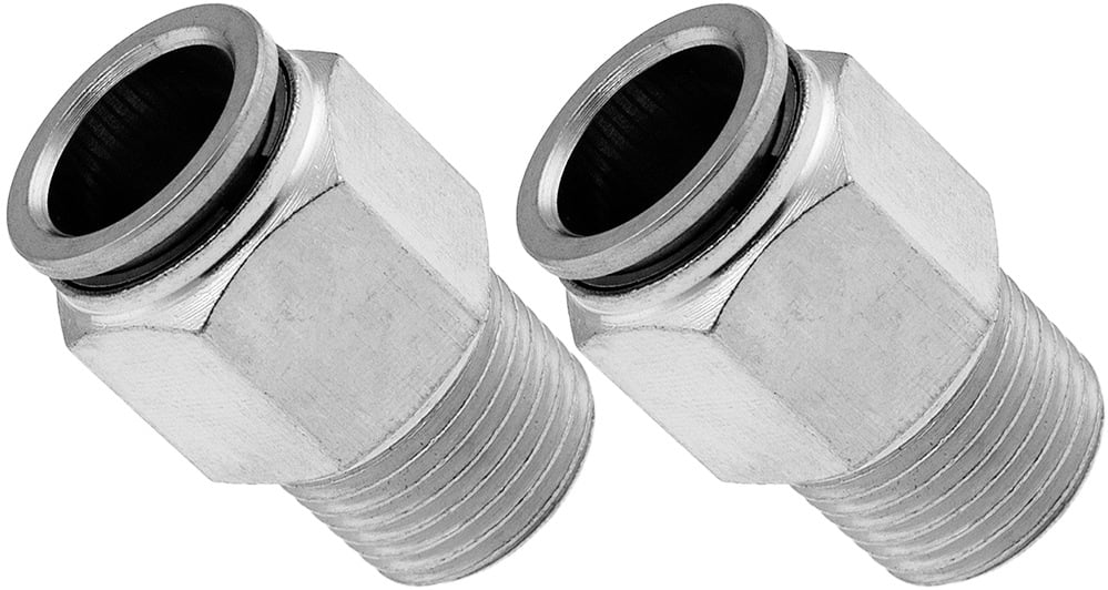 Vixen Air 3/8" NPT In-line Aluminum Air Filter (Water Trap/Separator) for Air Ride/Suspension/Air Tools Silver with 1/2" OD Hose (4FT), Two 3/8" NPT Male PTC Fittings and Hose Cutter Kit VXK3912C