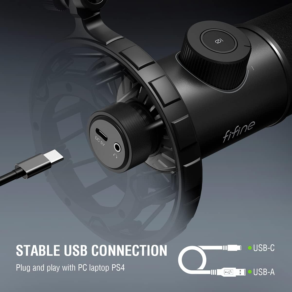 USB Gaming Microphone, FIFINE RGB Dynamic Mic for PC, with Tap-to-Mute Button, Plug & Play Cardioid Mic with Headphone Jack for Streaming, Podcast, Twitch, YouTube, Discord- K658