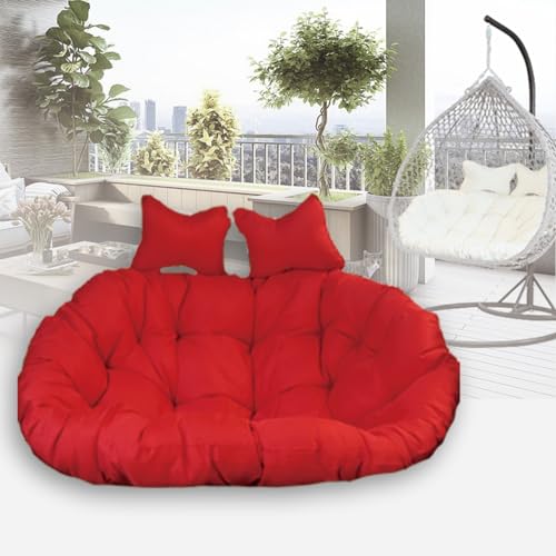 Waterproof Hanging Hammock Chair Replacement Cushion, Washable Thick Persons Wicker Pads Swing Cushions, Sun-Resiatant Large Egg Chair Swing Mats with Pillow