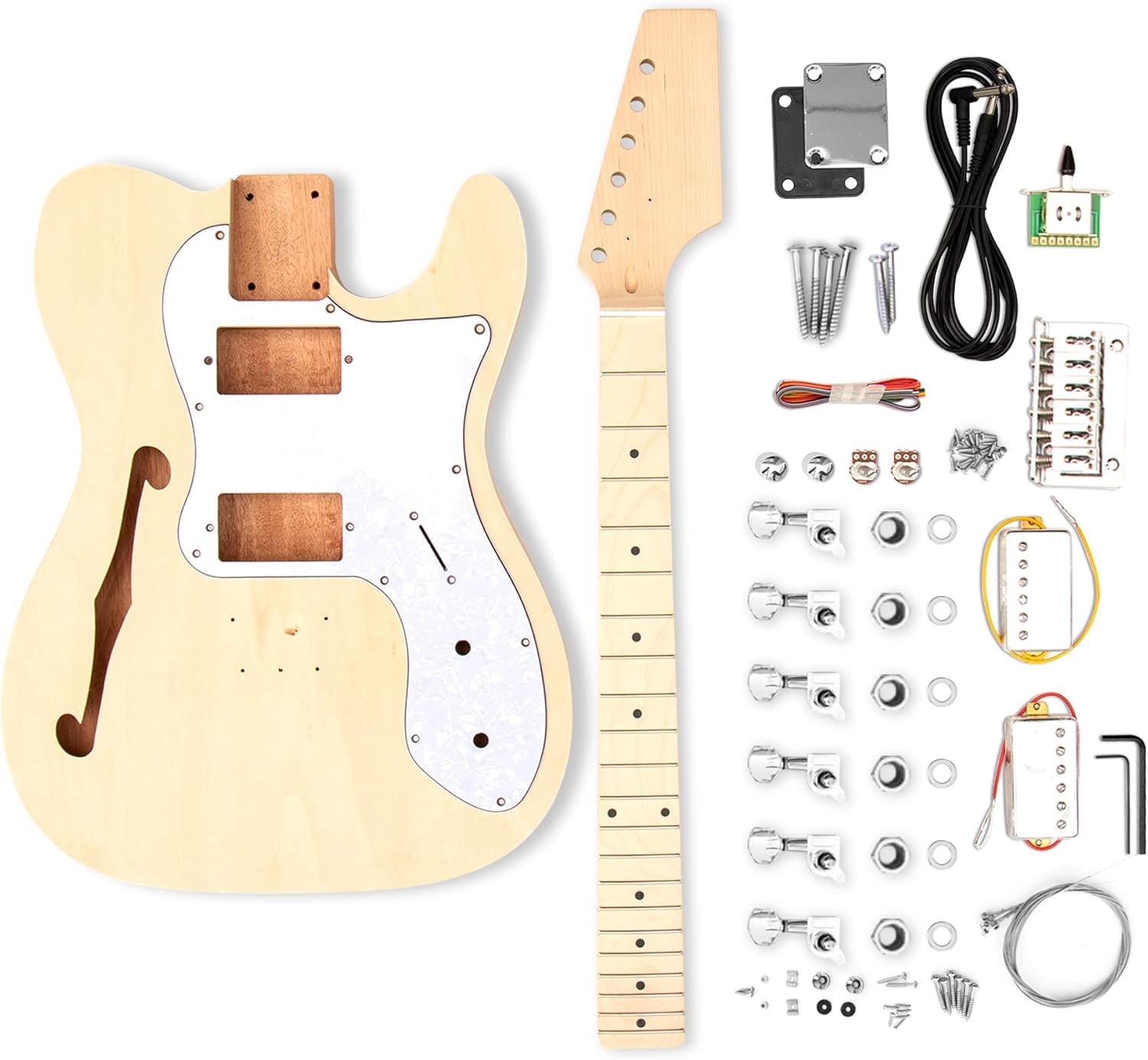 The FretWire TL Style DIY Electric Guitar Kit - DIY Build Your Own Guitar, Guitar Setup Kit, DIY guitar Kit for Beginners and Professionals (Ash TL Snakehead)
