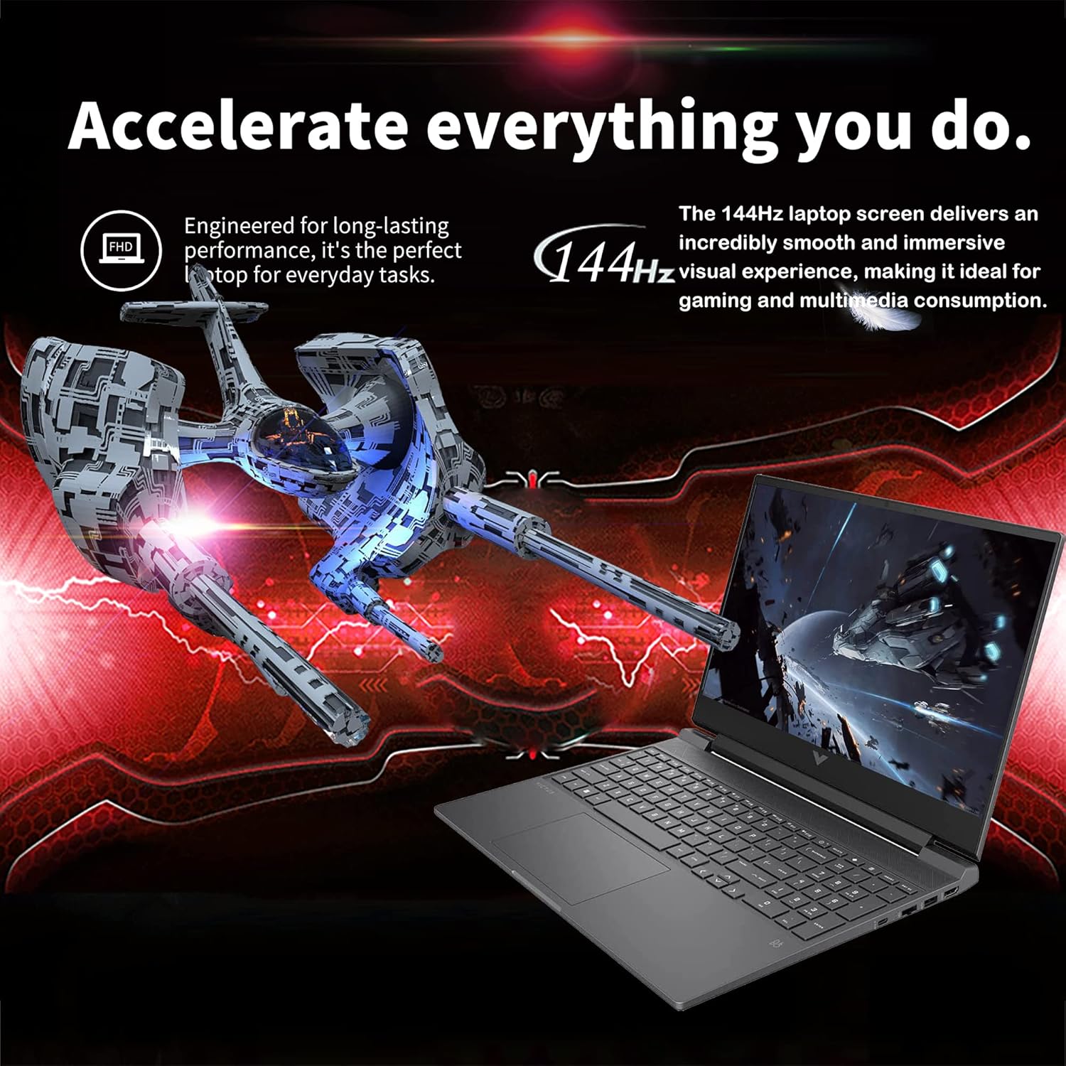 HP Victus 15.6" FHD 144Hz Gaming Laptop, Intel 12th Core i5-12450H, 32GB RAM, 2TB PCIe SSD, NVIDIA GeForce GTX 1650 Graphics, Backlit Keyboard, Win 11 Pro, Mica Silver, 32GB Hotface USB Card