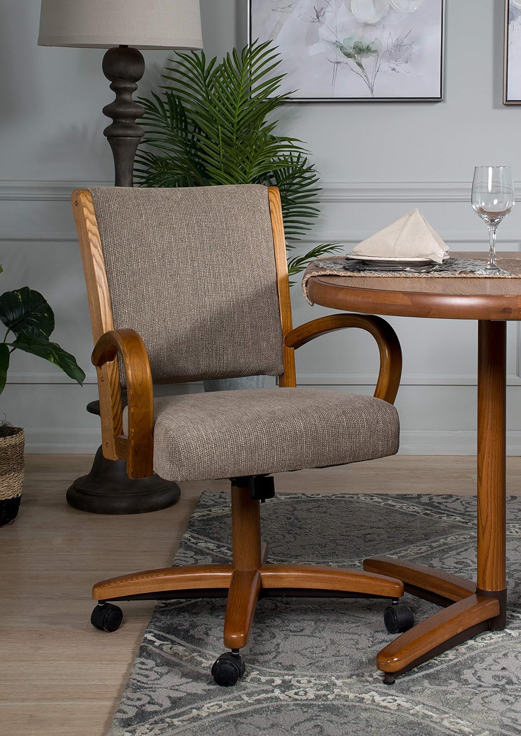 Casual Dining Cushion Swivel and Tilt Rolling Caster Chair
