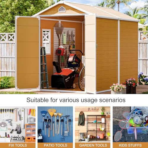 Outdoor Resin Storage Shed with Floor Included 5x3 FT, Waterproof Outside Sheds with Window Lockable Door, Plastic Sheds for Backyard Garden Patio Lawn Tools, Gray
