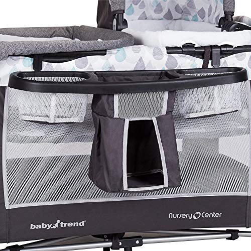 Baby Trend Deluxe Nursery Center, Portable Playard with Bassinet, Changing Table, and Storage, Ideal for Babies and Toddlers, Travel Crib, Havenwood