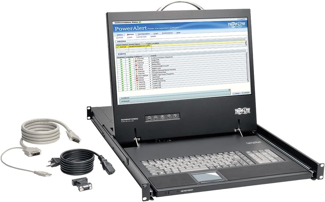 Tripp Lite Rack Console 1URM DVI, VGA for KVM Switch, 19" LCD 1080p Rack-Mount TAA (B021-000-19-HD2)