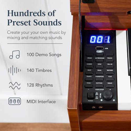 Best Choice Products 88-Key Weighted Full Size Digital Piano, Modern Desk Keyboard w/Metal Legs, 3 Sustain Pedal, MIDI, Headphone Jack - Natural