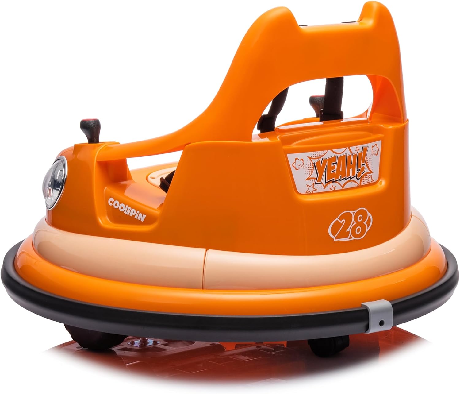 12V Bumper Car for Kids,Electric Ride-On Bumper Car W/Remote Control,Led Lights,360°Spin,with Anti-Collision Padding&Safety Belt Orange As Shown