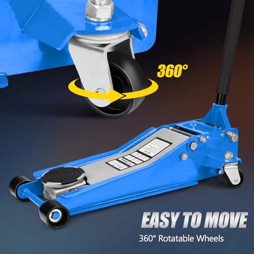 TUFFIOM Low Profile Floor Jack, Heavy Duty Jack with Dual Pistons Quick Lift Pump for Cars & SUVs, Lifting Range 2-19/20" to 20-1/10", Orange