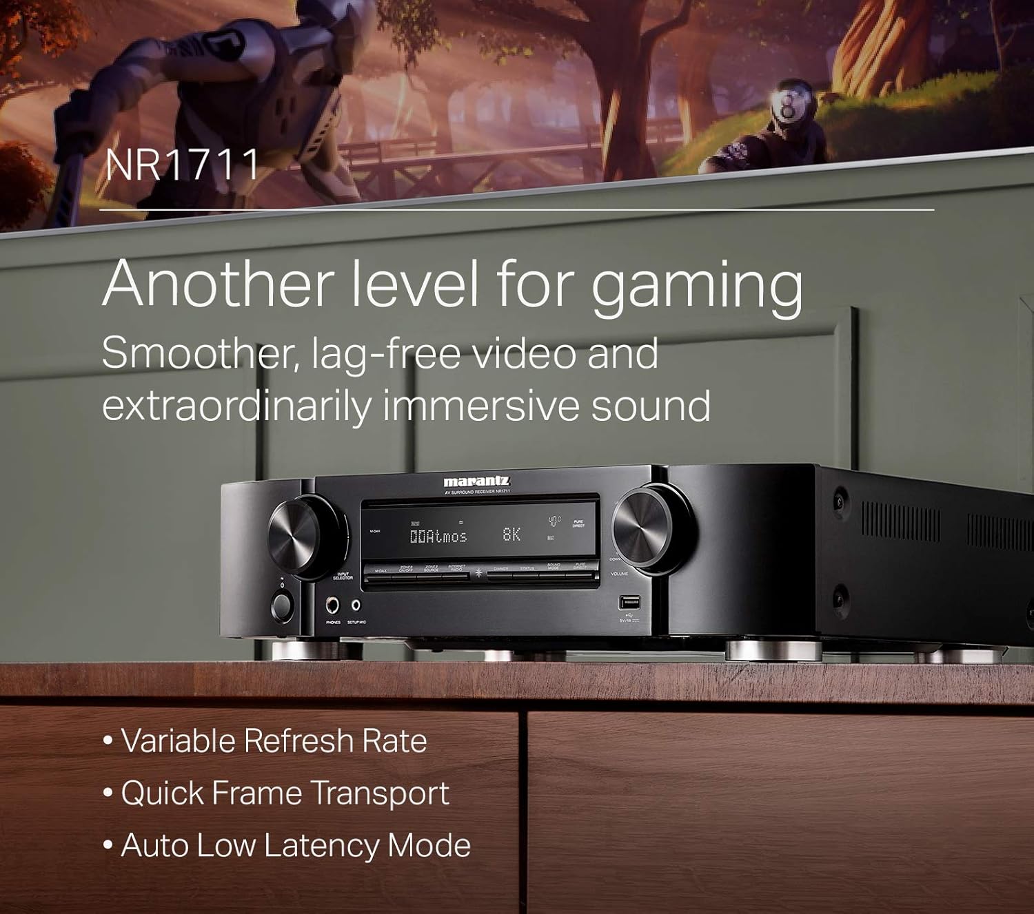 Marantz NR1711 8K Slim 7.2 Channel Ultra HD AV Receiver (2020 Model) – Wi-Fi, Bluetooth, HEOS Built-in, Alexa & Smart Home Automation - 8K HDMI Videos & Multi-Room Streaming , Black