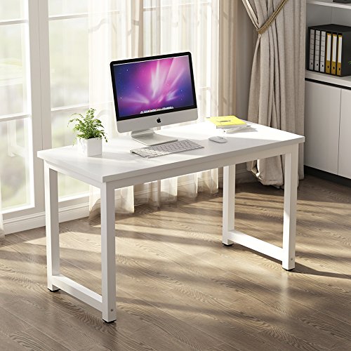 Tribesigns Modern Computer Desk, 63 x 31.5 inch Large Executive Office Desk Computer Table Study Writing Desk Workstation for Home Office, Spliced Desktop, White