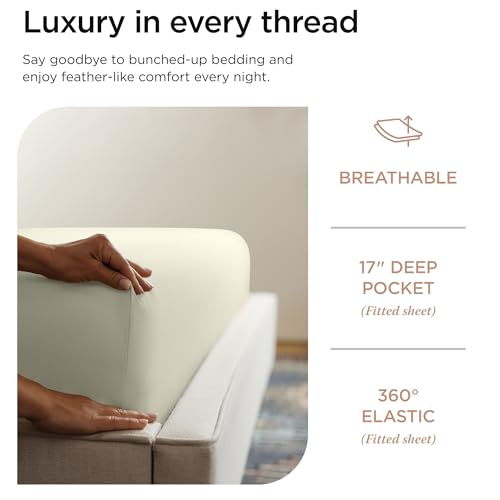 Threadmill 100% American Supima Cotton Sheets, Queen Sheet Set 1000 Thread Count Luxury 4 PC Luxury Bedding Set, Hotel Quality Sateen Weave, Hotel White Sheets with Elasticized Deep Pocket