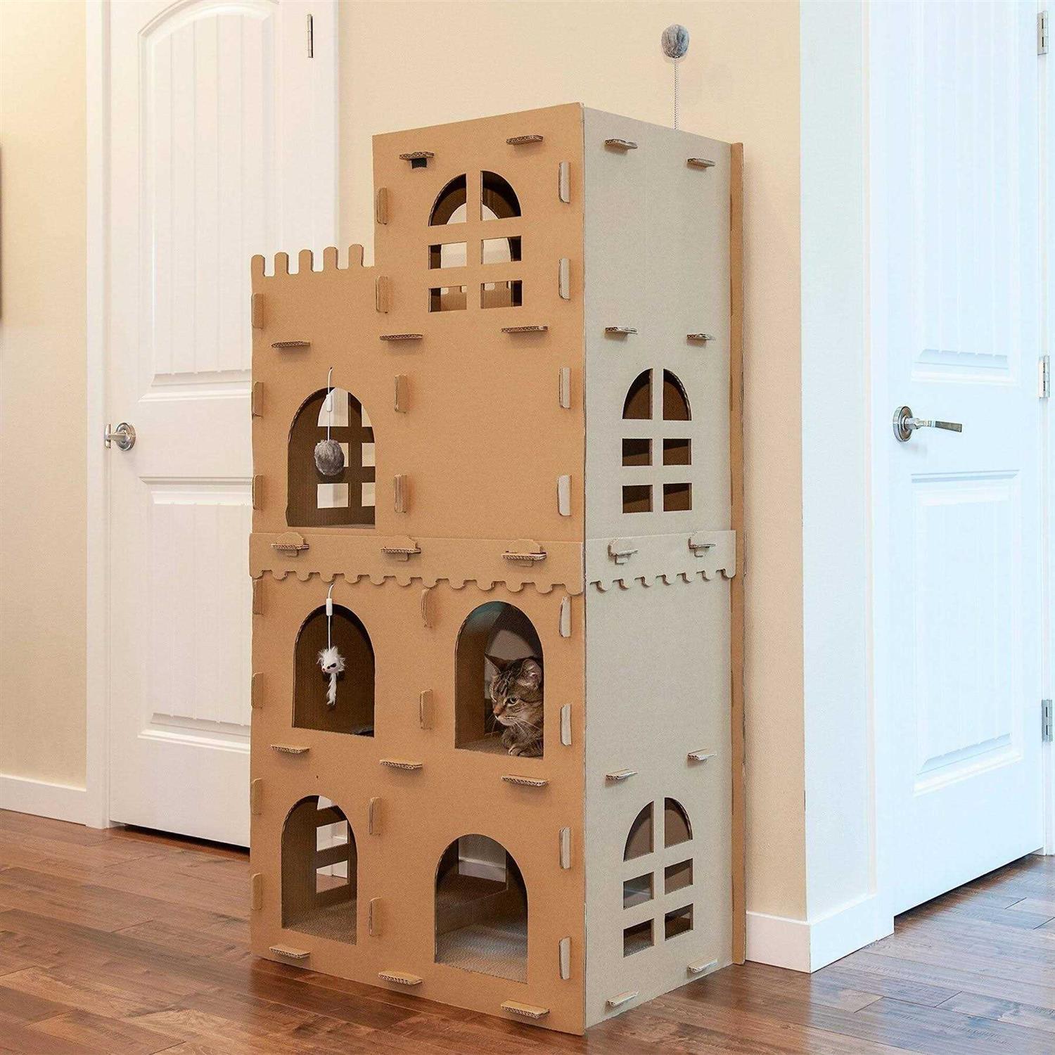FurHaven Corrugated Cat Scratcher House with Catnip - Pet Supplies online store