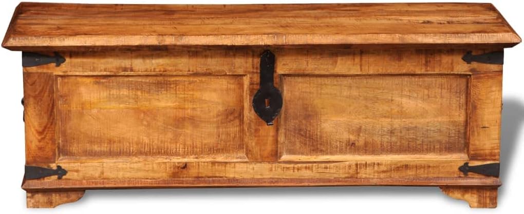 Wooden Storage Chest, Solid Wood Storage Chest Rustic Wood Treasure Box, Sturdy Large Storage Trunk for Living Room, Bedroom 43.3" x 13.8" x 15.7" -AA