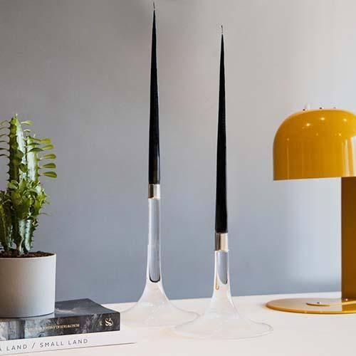 Orrefors Cirrus Candlestick, Tall - Silver