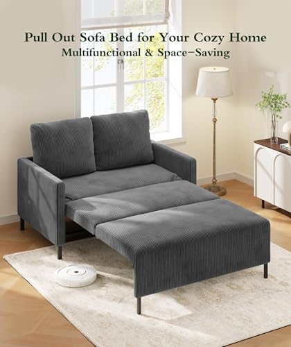 Sleeper Sofa Chair, 3 in 1 Convertible Sleeper Chair with Adjustable Backrest, 32" Pull Out Couch Bed 400lbs Support, Comfy Velvet Small Sofa Bed for Small Space with Pillow & 2 Pockets, Blue