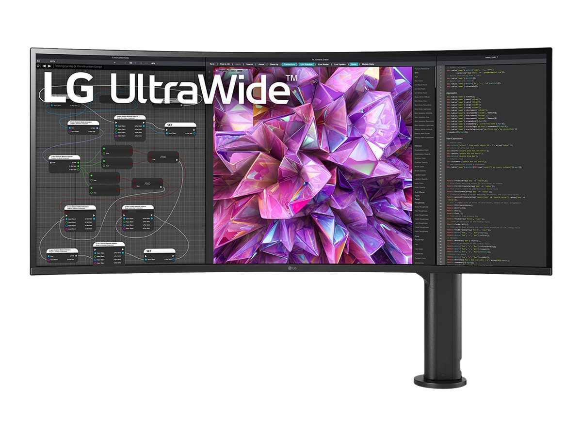 LG UltraWide 38BQ88C-W - LCD monitor - curved - 37.5" - 3840 x 1600 UWQHD+ @ 75 Hz - IPS - 300 cd/m������ - 1000:1 - HDR10 - 5 ms - 2xHDMI, DisplayPort, USB-C - speakers - black, white (back)