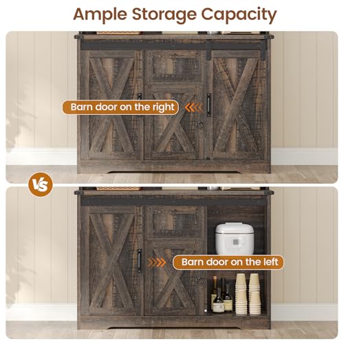 Kitchen Pantry Cabinet, Farmhouse Kitchen Cabinet with Drawer, Sliding Barn Doors Storage Cabinets with Adjustable Shelves for Dining Room, White