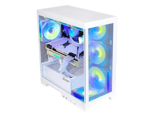 Superview Gaming PC Desktop - AMD Ryzen 7 5700G, RTX 4070 12GB, 32GB DDR4 RAM 3200, 1TB M.2 PCIE SSD, 650W PSU, 360mm AIO, 11AC Wi-Fi, Windows 11 Pro 64-bit Desktop Computer, Black