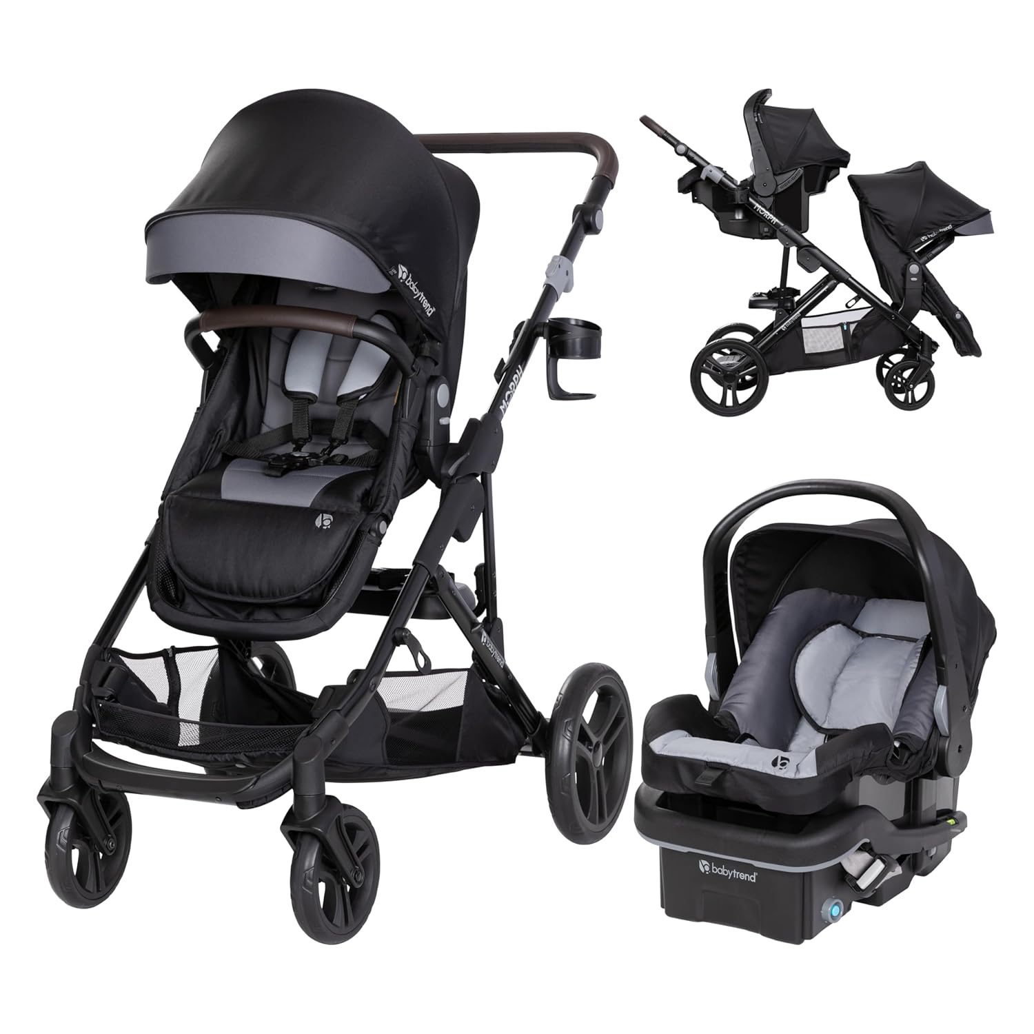 Baby Trend Morph Single to Double Travel System with EZ-Lift 35 Plus Infant Car Seat and Extra Base