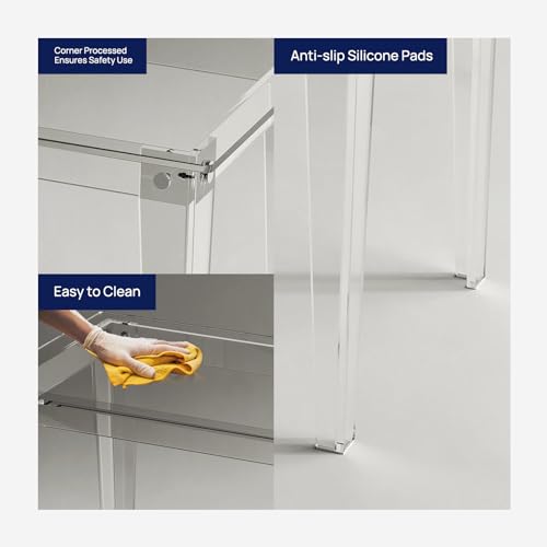 HMYHUM Acrylic Computer Desk, 43.3 Inch, Clear Study Desk for Home Office, Writing, Vanity, Modern, Easy Assembly, 19.7" W x 29.5" H, Right-Angle Legs Design