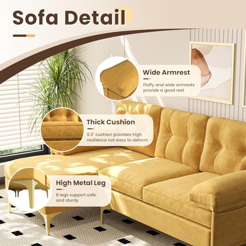 82.7" L Shaped Couch, Small Sectional Sofa Couch for Living Room with Reversible Chaise, 3-Seat Modern Couch with Removable Cushion for Small Spaces (Blue)
