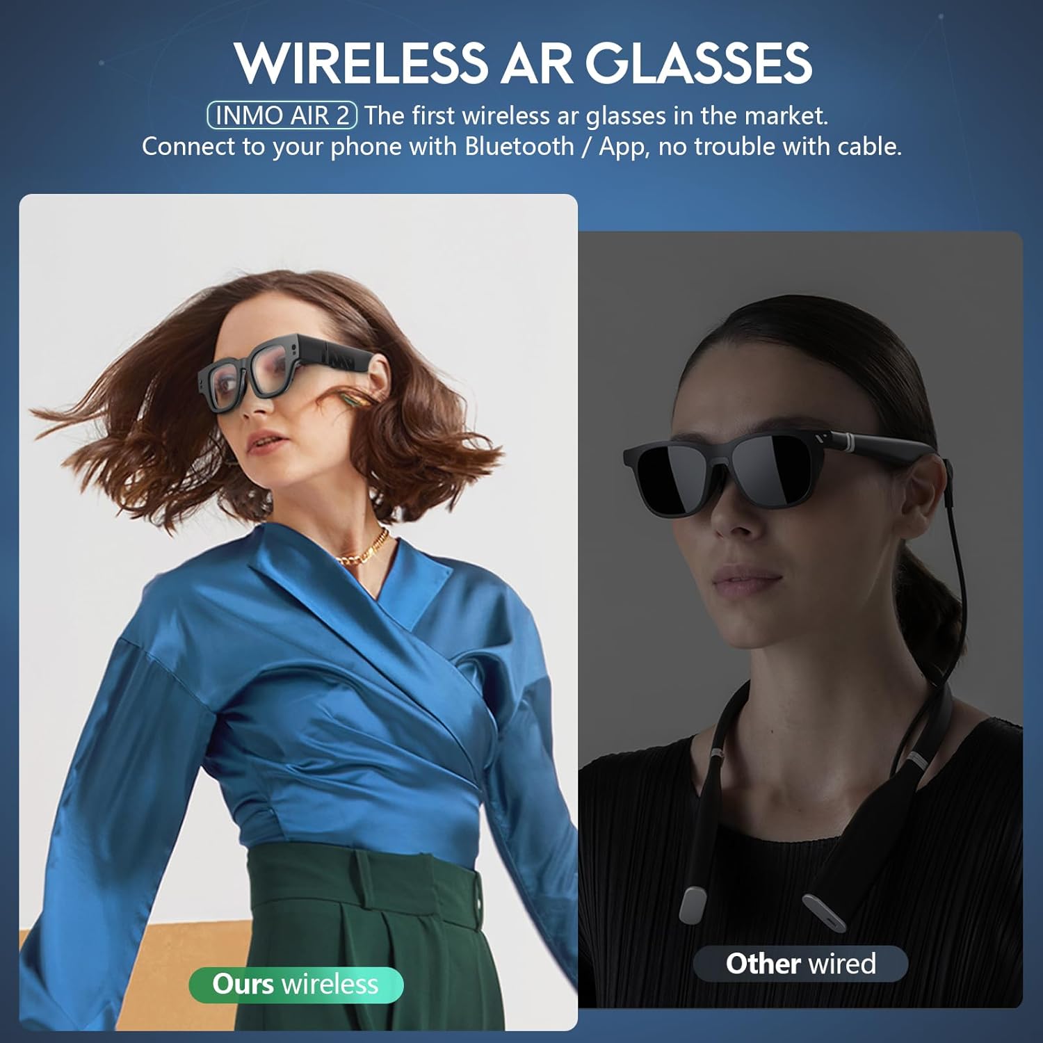 inmo Air 2 AR Glasses Wireless, Smart ChatGPT AR Glasses with 1080P Micro-OLED Virtual Theater, Augmented Reality Glasses with Camera,10 Languages Translation,Watching Movies,Phone Calls,Teleprompter