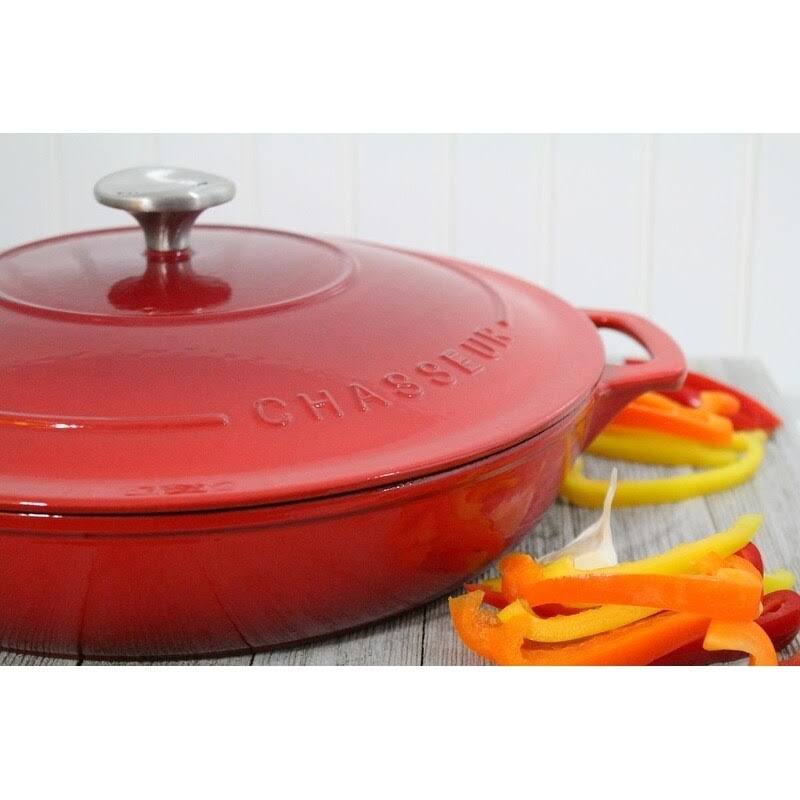 Chasseur 2.6-Quart Red Enameled Cast Iron Braiser with Lid
