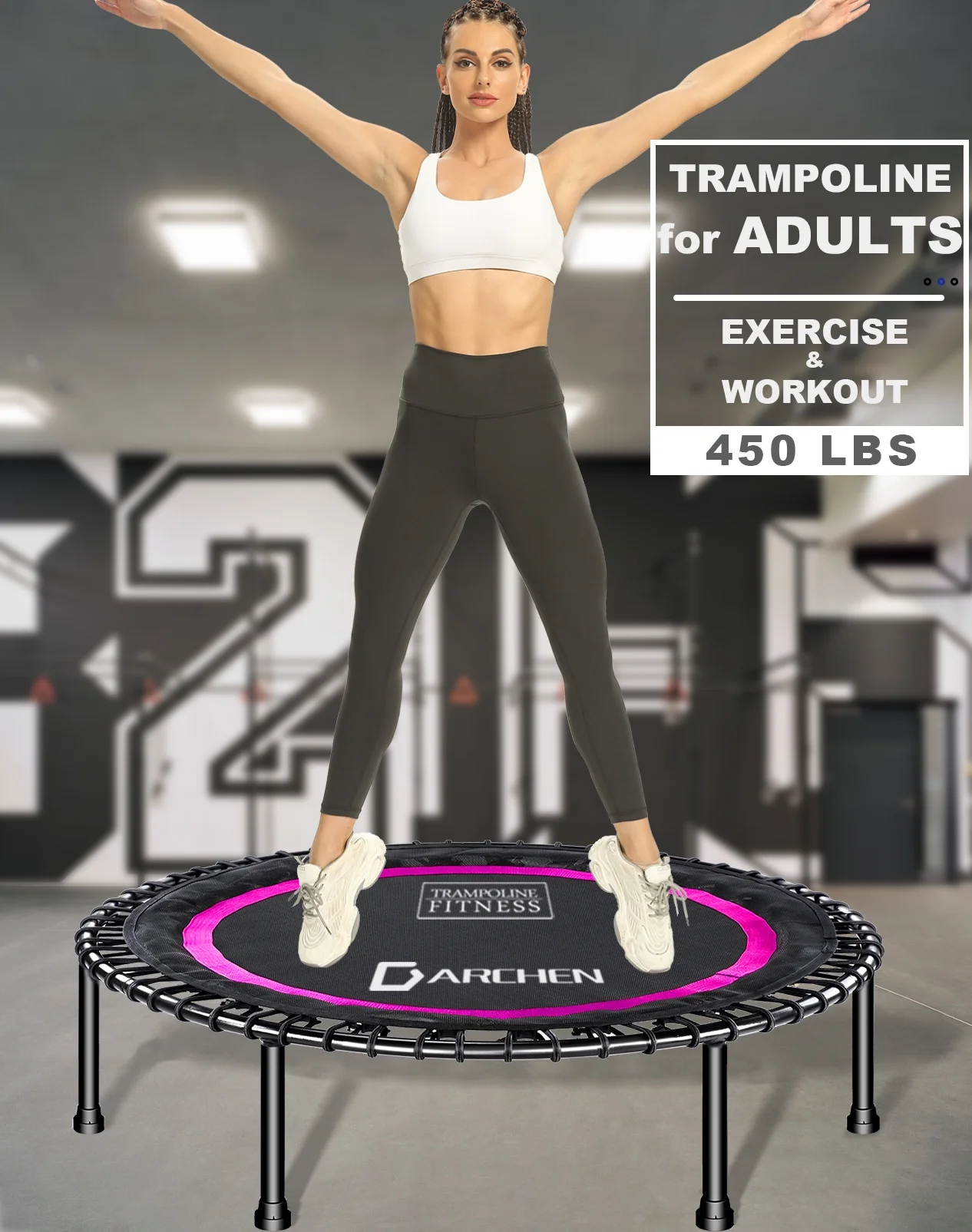 Darchen 450 lbs Mini Trampoline for Adults, Indoor Small Rebounder Exercise Trampoline for Workout Fitness for Quiet and Safely Cushioned Bounce, [40 Inch]