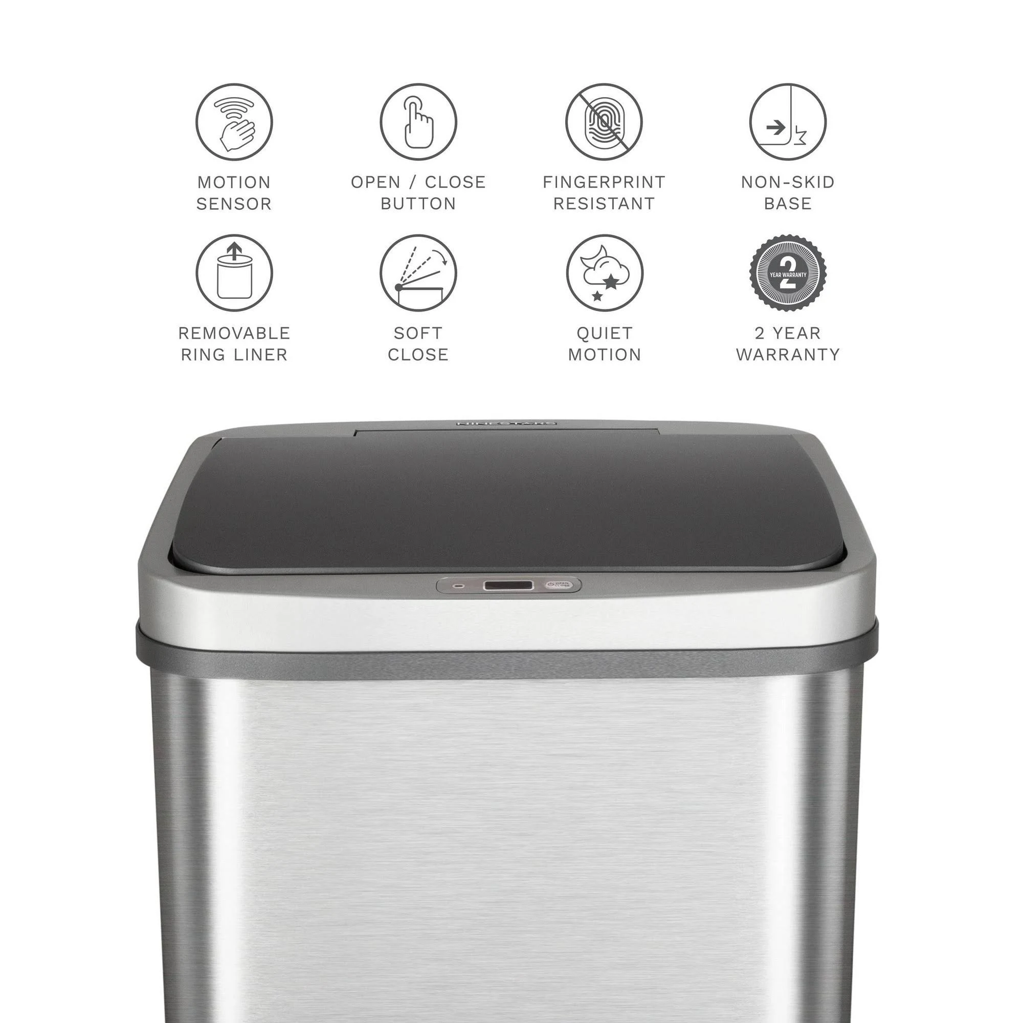 Nine Stars 13.2 Gallon Stainless Steel Motion Sensor Trash Can