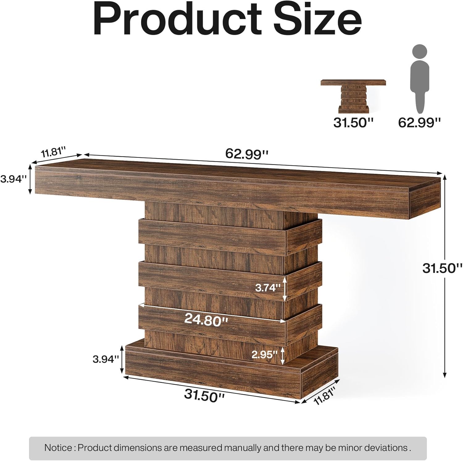 Tribesigns 63-Inch Long Console Table, Unique Farmhouse Narrow Entryway Table, Wooden Entrance Hallway Foyer Accent Table, Sofa Table for Living Room, Rustic Brown