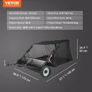 SKYSHALO Lawn Sweeper Tow Behind Leaf Yard Collector 48.5" 26 Cu. Ft. Adjustable