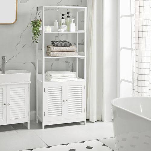 VASAGLE Bathroom Tall Cabinet, Freestanding Linen Tower, Storage Cabinet, Matte White