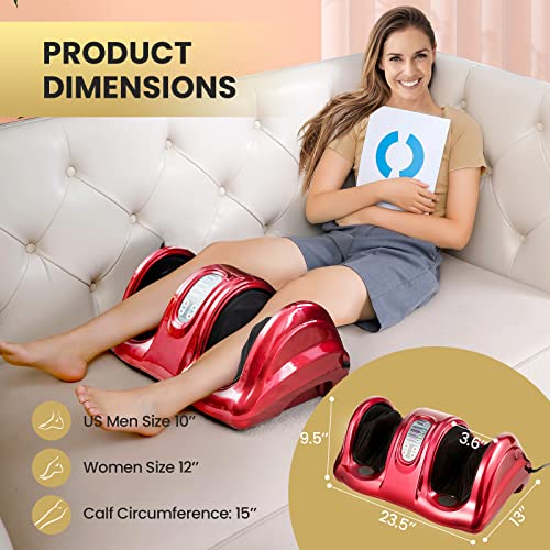 WELLHUT Foot Massager Machine Shiatsu Foot and Calf Massager for Ankle, Calf Leg Arm, Shiatsu Kneading Rolling, Feet Massager Machine, Gifts for Men and Women, Burgundy