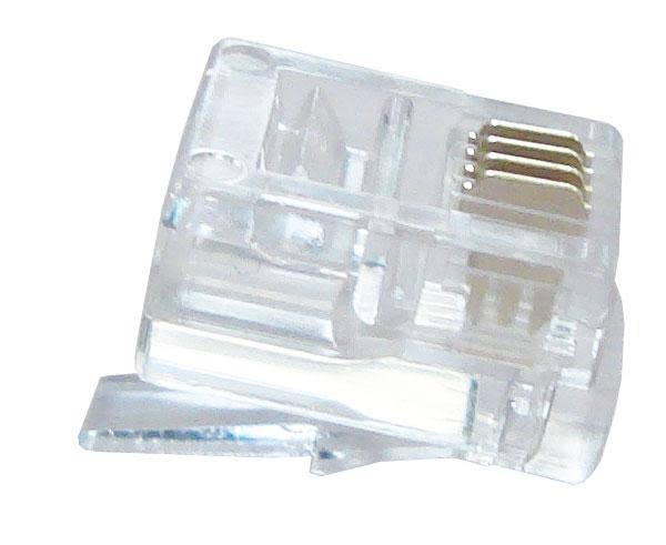 RJ11 Modular Plug, 4 Conductor Phone Jack for Solid or Stranded Cable