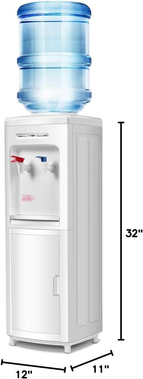 Casart Top Loading Water Cooler Dispenser 5 Gallon with Storage Cabinet,Normal Temperature and Hot Water Bottle Load Electric for Home Office,Living Room Electric Water Dispenser