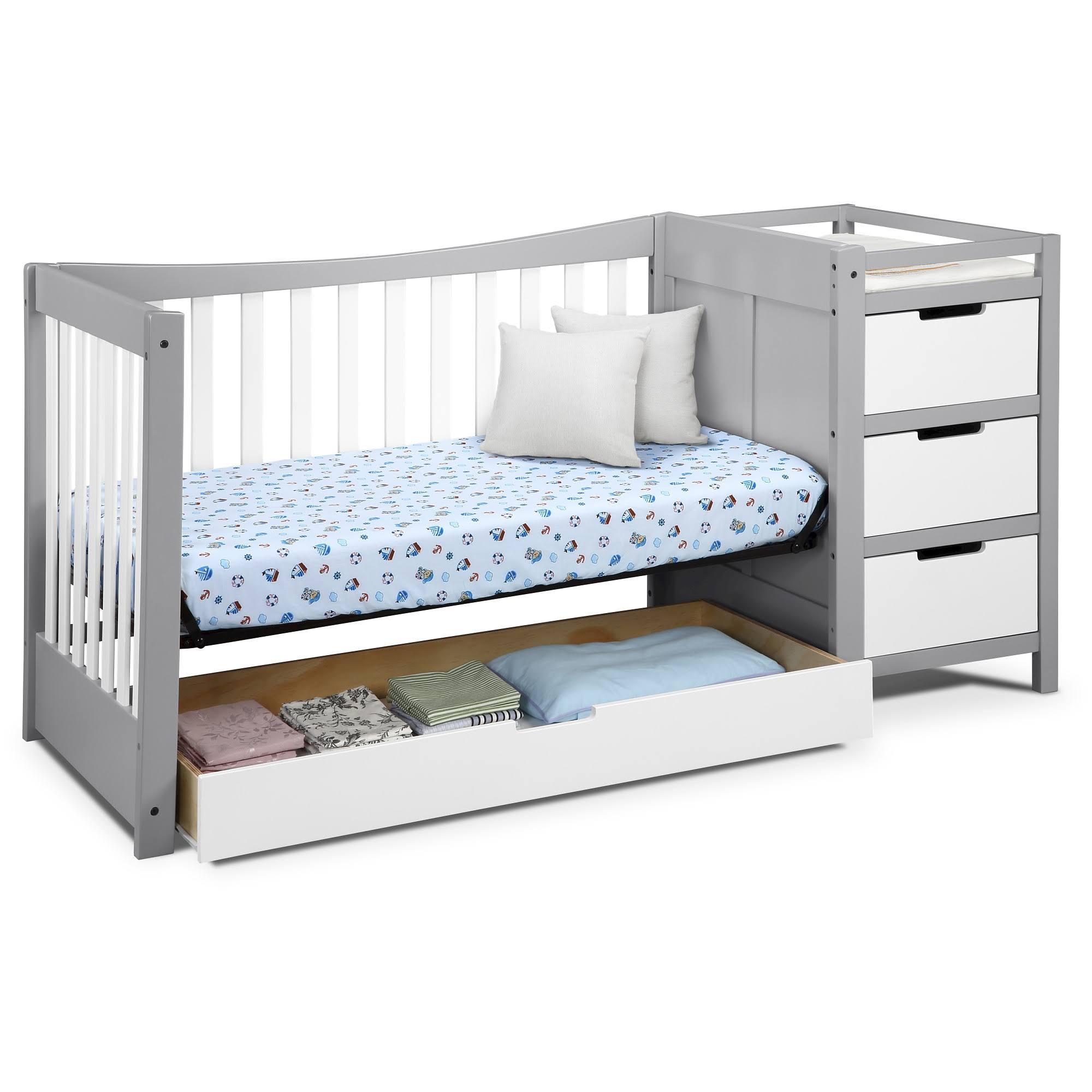 Graco Remi 4-in-1 Convertible Crib and Changer - Pebble Gray/White