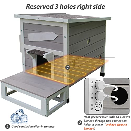 Rockever Outdoor Cat House, Large Outdoor Houses for Feral Cats Wooden Outside Cat Shelter Weatherproof with Escape Door